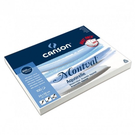 Canson Montval - Bloc papel de acuarela, 24 x 32 cm, color blanco natural