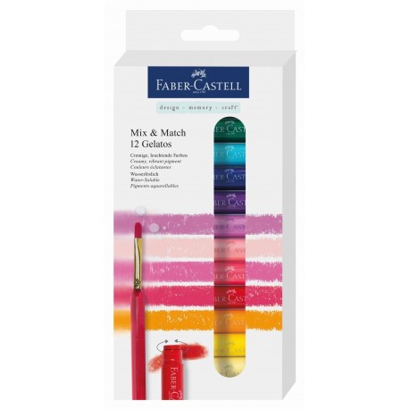 Faber-Castell 121812 - Estuche con 12 gelatos y pincel, colores surtidos