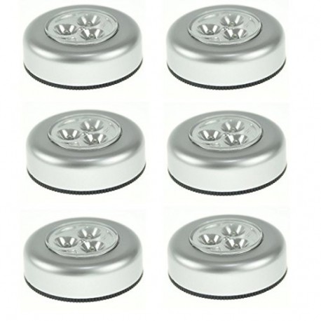 Luz LED redonda, con 3 LED, para pegar en superficies, 6 unidades, luz blanca, de la marca Pixnor
