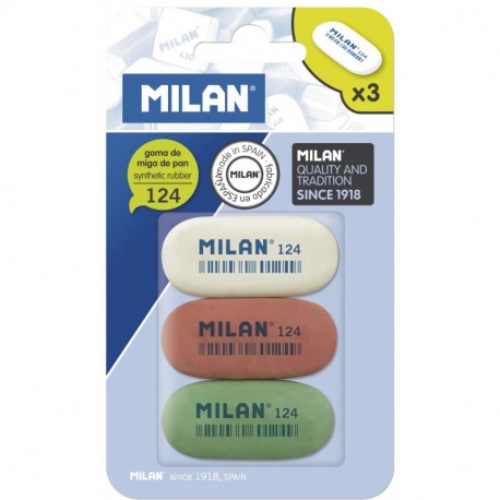 Milan BMM9203 - Pack de 3 gomas de borrar