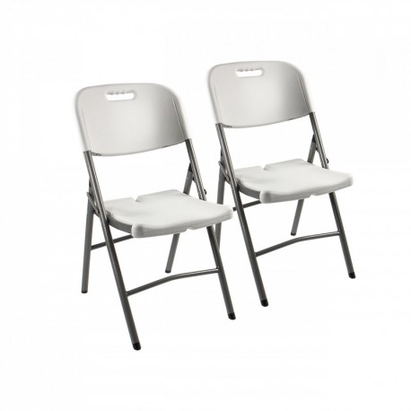Vanage 2 x silla de jardín, plegable, blanca