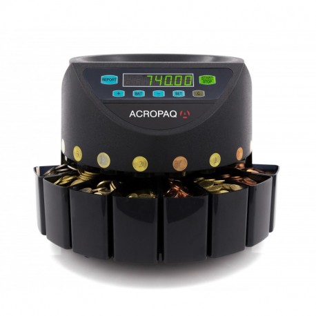 ACROPAQ CC601 –  – Contador y de monedas moneda Euro – Funcionamiento Simple – Bandejas Extraíbles – negro
