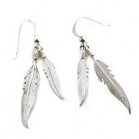 Pendientes de Gancho en Plata Esterlina 925, Plumas de Aguila Espiritu Animal E001 