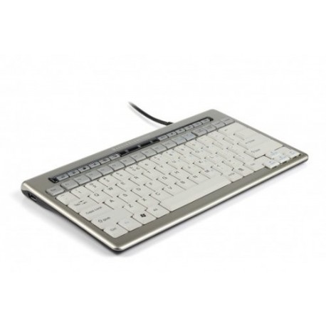 Bakker Elkhuizen S-board 840 Design Teclado alemán/suizo USB, Plata y Blanco