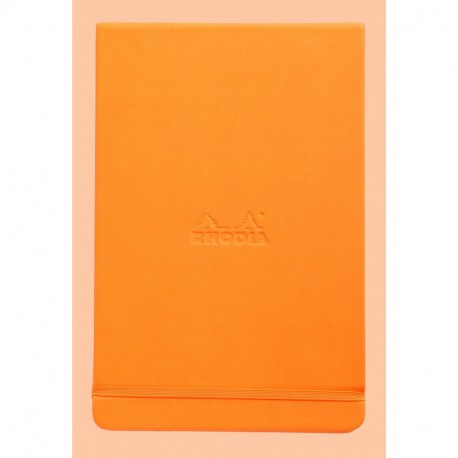 Cuaderno Rhodia 118258C, microperforado, con goma elástica, 90 g, 7,5 x 12 cm, 96 hojas, color naranja A5
