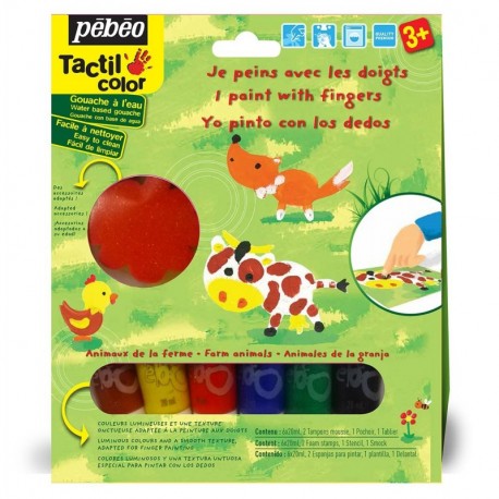 animales de granja kit para el papel de la pintura del dedo Pebeo