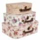Sass & Belle Juego 3 Cajas de Almacenamiento, diseño Floral con Forma de Maletas Estilo Vintage