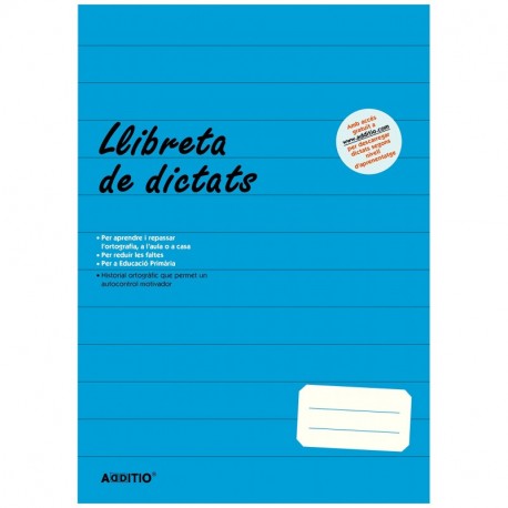 Additio D101 - Libreta de Dictados para educación primaria catalán , color azul