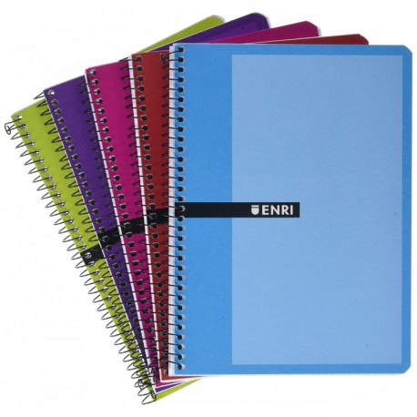 Enri 100430081 - Pack de 5 cuadernos espiral, tapa dura, A5