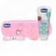 Chicco - Neceser set dental cepillo y pasta fresa con flúor 12+ m, rosa