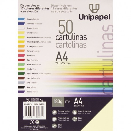 5 Star 134716 - Pack de 50 hojas cartulinas A4, color crema