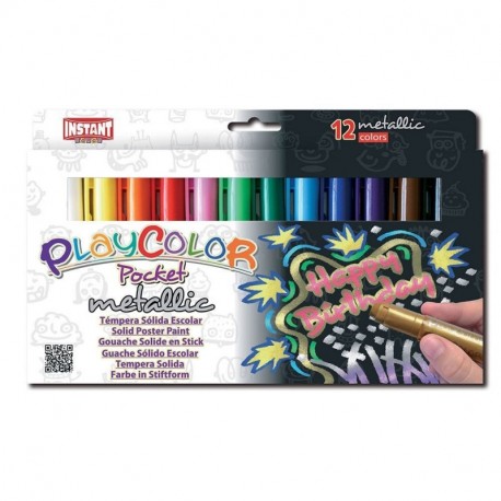 Tempera solida en barra playcolor pocket escolar caja de 12 colores  surtidos en