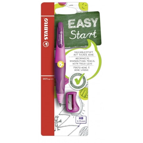 STABILO EASYergo START - Portaminas ergonómico - Cuerpo rosa - Modelo para ZURDOS