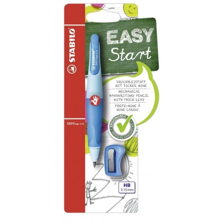 STABILO EASYergo START - Portaminas ergonómico - Cuerpo azul - Modelo para DIESTROS