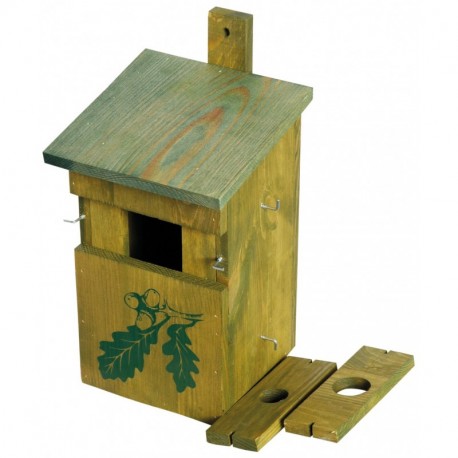 dobar 22157e - Caja Decorativa para Nido de pájaros Madera de Pino, Madera Maciza , para jardín, balcón, 3 Orificios de Entr