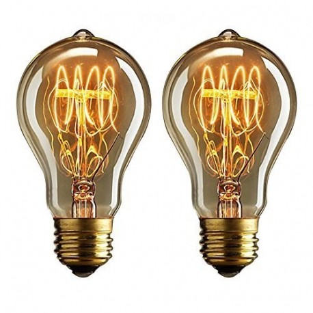 Dos bombillas vintage Edison de 40 vatios de Buyee, de luz blanca y cálida y con filamentos de hilo de estilo jaula