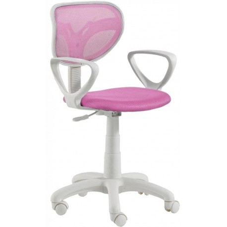 Silla de oficina giratoria, silla Touch estudio con brazos estructura blanca, color Rosa Fucsia