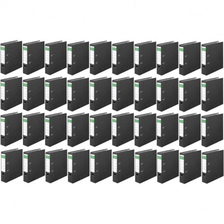 Versando - Lote de 40 archivadores de dos anillas 8 cm con cubiertas de color mármol/negro