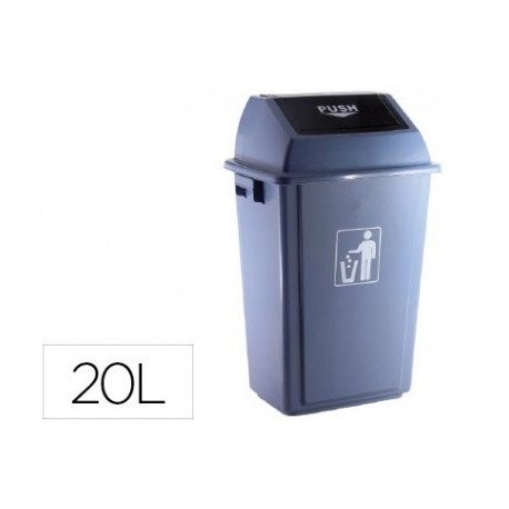 PAPELERA CONTENEDOR Q-CONNECT PLASTICO CON TAPA DE BALANCIN 20 LITROS 340X240X450 MM