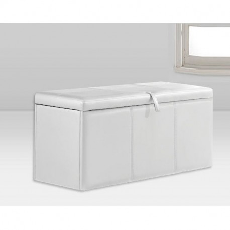 Adec Universal - Baúl tapizado en similpiel color blanco, dimensiones 0,90 largo x 0,40 altura x 0,0,40 profundidad