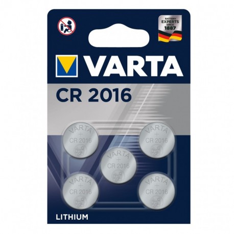 Varta CR2016 - Pack de 5 pilas Litio, 3V, 90 mAh 