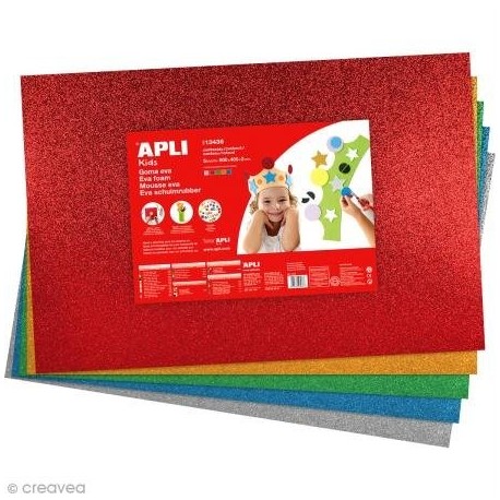 Goma Eva Purpurina 5 Colores 60x40 cm Apli 13436