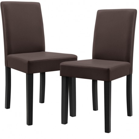 [en.casa]®] 2 sillas tapizadas marrón - Mate Alta Calidad con Patas de Madera Maciza/Piel sintética/Elegante /