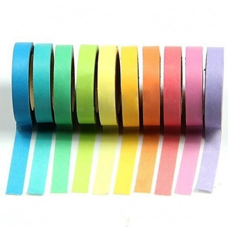 Qpower, Washi Rainbow, 10 X Decorativo de Washi Tape Arco Iris Rollos de Papel Para Manualidades Diy