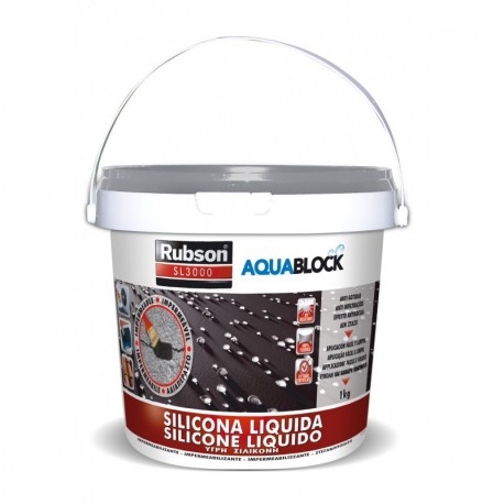 Rubson Aquablock SL3000, silicona líquida impermeabilizante color gris, 1kg