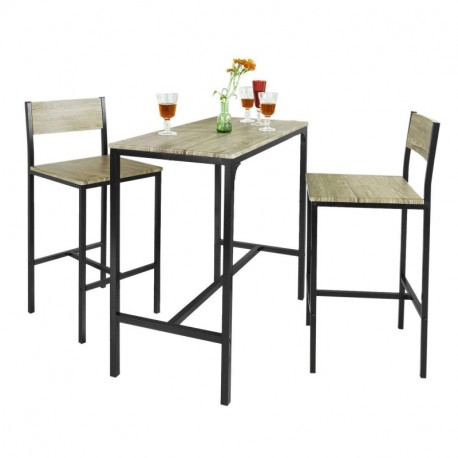 SoBuy Juegos de Muebles Altas, Mesa de Cafetería, 3 Piezas Set de Balcón, Set de Bar, OGT03, ES