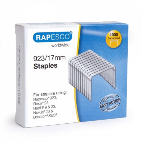 Rapesco Grapas - Caja de 1000 grapas 923/17 mm tipo 23 , para grapadoras de gruesos