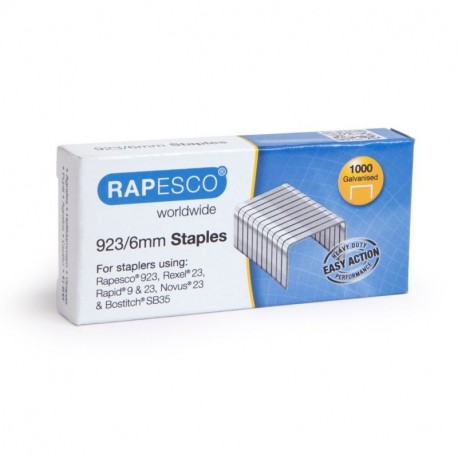 Rapesco Grapas - Caja de 1000 grapas 923/6 mm tipo 23 , para grapadoras de gruesos