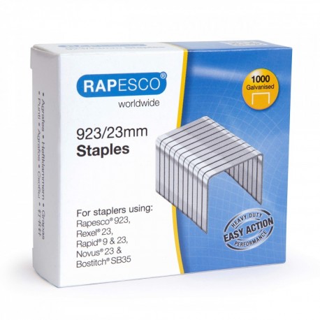 Rapesco Grapas - Caja de 1000 grapas 923/23 mm tipo 23 , para grapadoras de gruesos