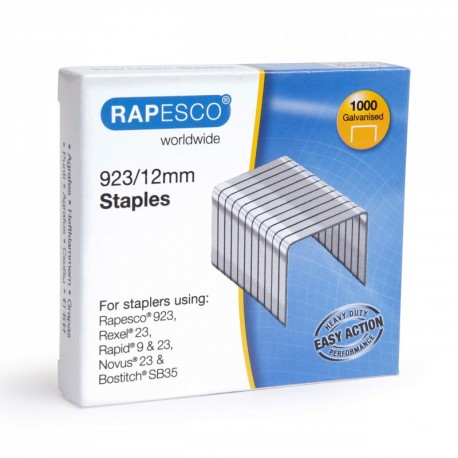 Rapesco Grapas - Caja de 1000 grapas 923/12 mm tipo 23 , para grapadoras de gruesos