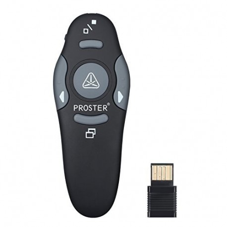 Proster Puntero para Presentaciones 2.4 GHz Inalámbrico USB PowerPoint PPT Presentador Control Remoto con Puntero Láser Rojo 