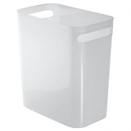 InterDesign Una Papelera de reciclaje con asas, cubo de basura de plástico, papelera de oficina, cocina o baño, blanco mate