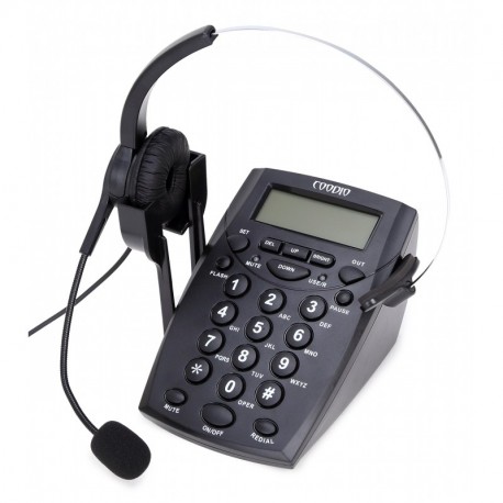 Teléfono Fijo, Coodio Call Center Teléfono con auriculares y cable de la grabación - C888