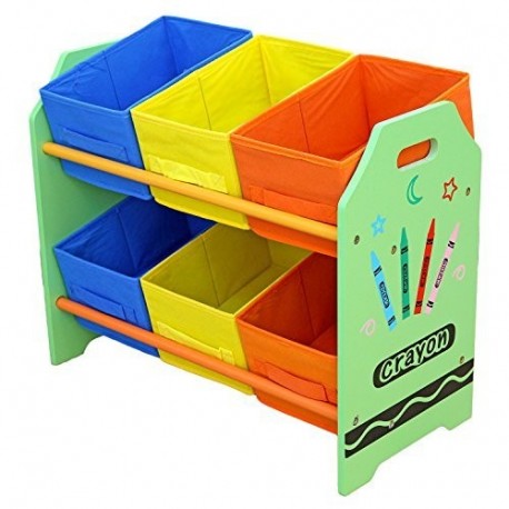 Kiddi Style Cajas Almacenaje Juguetes - Madera - Par Ninos -Diseño de ceras de colores