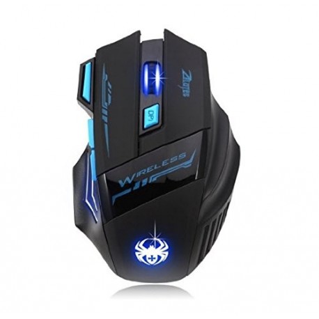 AFUNTA Ratones Zelotes Wireless Gaming Mouse con 7 Botón DPI ajustable 600/1000/1600/2400 LED para PC Gamer Mac Computer