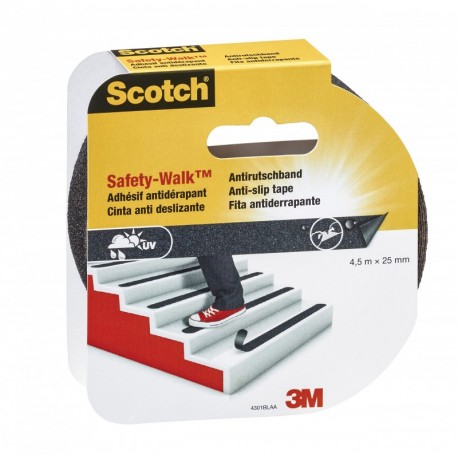 3M Scotch 4301BLA - Cinta antideslizante 4.5 m x 25 mm , color negro