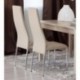 Silla de Comedor Palmira, Tapizada Polipiel y Patas cromadas Beige 