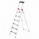 Hailo XXL Escalera taburete Aluminio, Negro, Rojo - Escalera de mano 3,05 m, 150 kg, 6,7 kg, 13 cm 