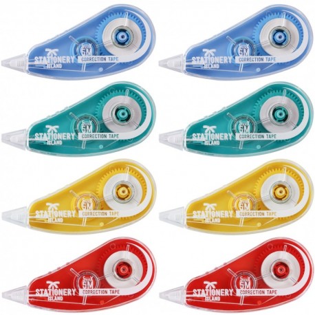 Stationery Island Cinta Correctora 5m x 5mm – Rodillo Corrector Pack de 8