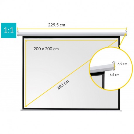 ivolum Pantalla motorizada 200 x 200 cm área de visión | Formato 1:1