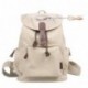 DGY - Moda mochila de lona y PU cuero con diseño casual para mujer Bolsa de Viaje Mochila de a diario - E00117 Beige