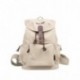 DGY - Moda mochila de lona y PU cuero con diseño casual para mujer Bolsa de Viaje Mochila de a diario - E00117 Beige