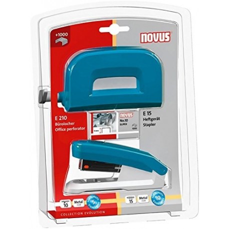 Novus grapadora perforadora Twin Set Evolution E15 E210 Petrol gris de petróleo