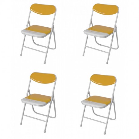 Due-home Candy Pack 4 sillas Plegables Estructura metálica y PVC Brillante 47x46x76 cm de Altura Naranja 