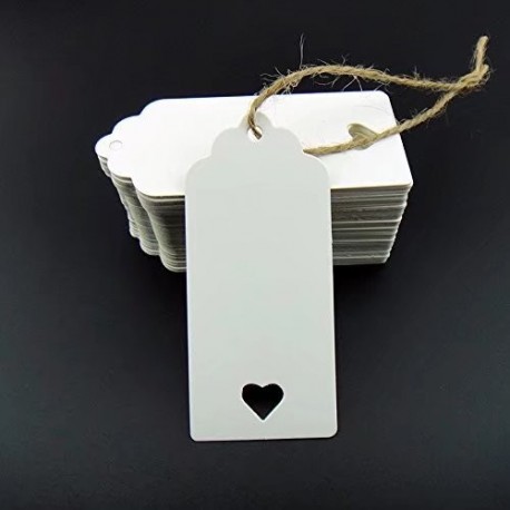 Stonges 100 piezas Kraft blanco en blanco etiqueta de papel para tarjetas regalo de boda, etiqueta del regalo, bricolaje etiq