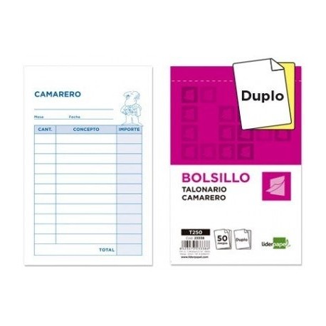 Liderpapel - Talonario camarero bolsillo original y copia t250 10 unidades 